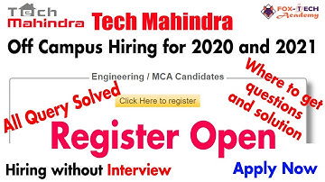 Tech Mahindra Registration | Tech Mahindra off campus hiring | Tech Mahindra for 2020 and 2021