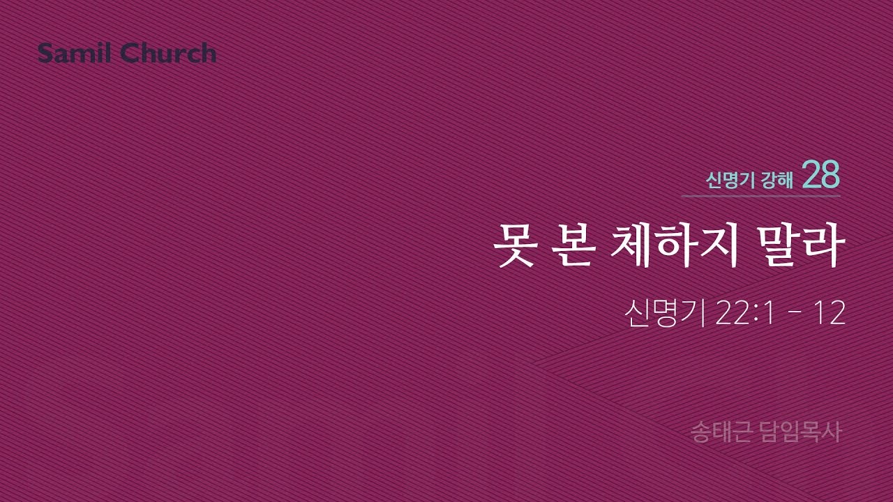 신명기 강해(28) '못 본 체하지 말라'/ 송태근 목사