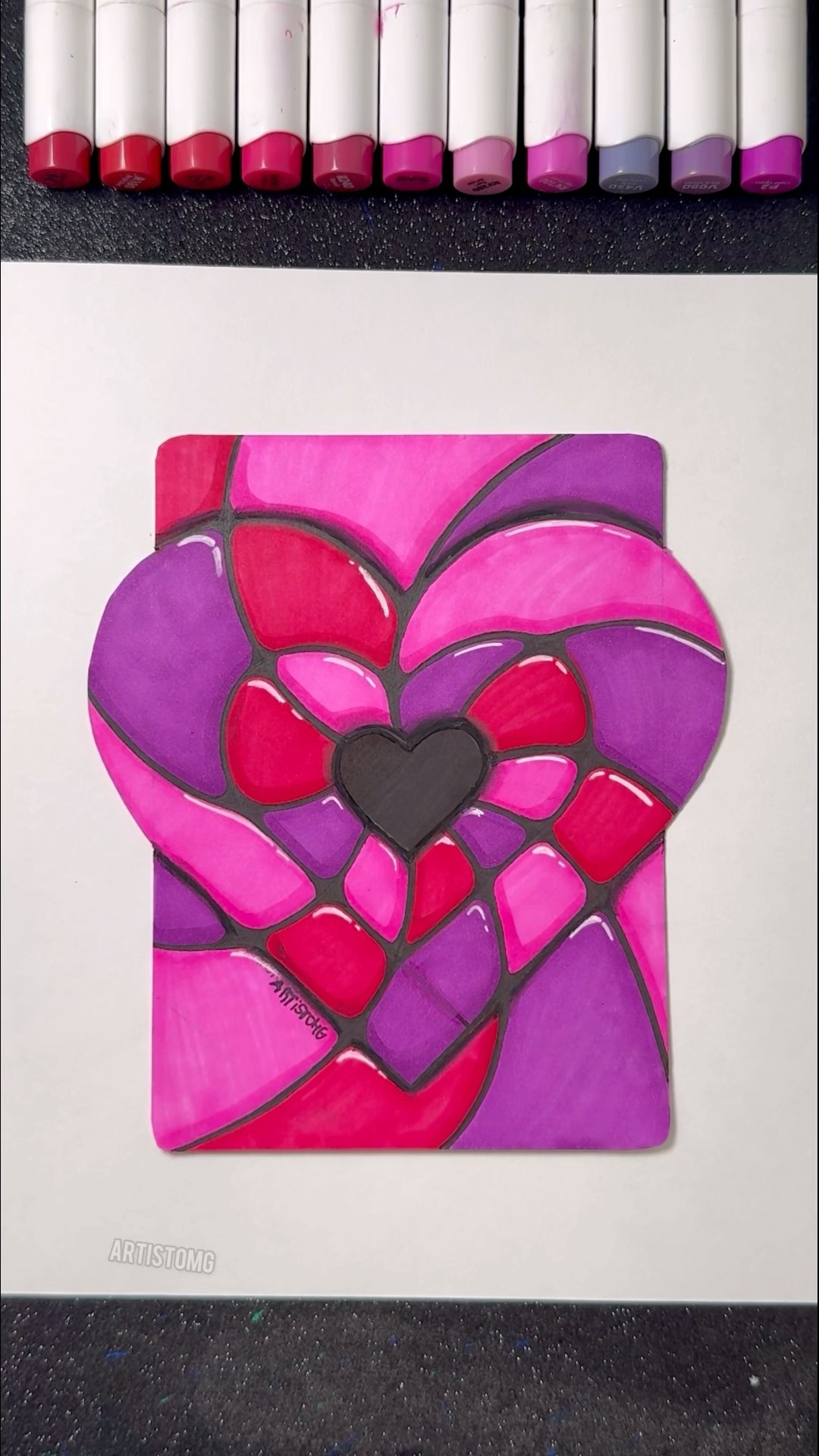 Satisfying Heart with Alcohol Markers! ?✨? #love #art #shorts