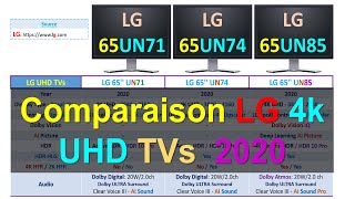 Comparaison Smart LG 4K UHD TVs 65UN71 vs 65UN74 vs 65UN85  | LG UHD 2020