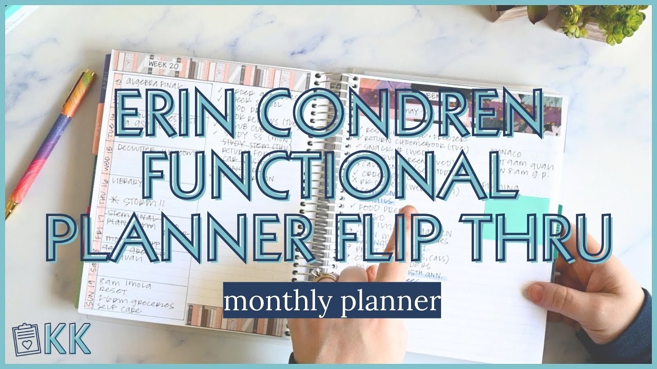 Erin Condren Monthly Planner Flip Through Functional Weekly Planning ...