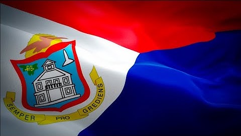 Philipsburg flag video waving in wind. Realistic Sint Maarten Flag background. Sint Maarten flag HD