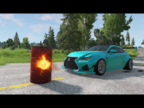 Lexus vs Explosive barrel 😱 BeamNG.Drive
