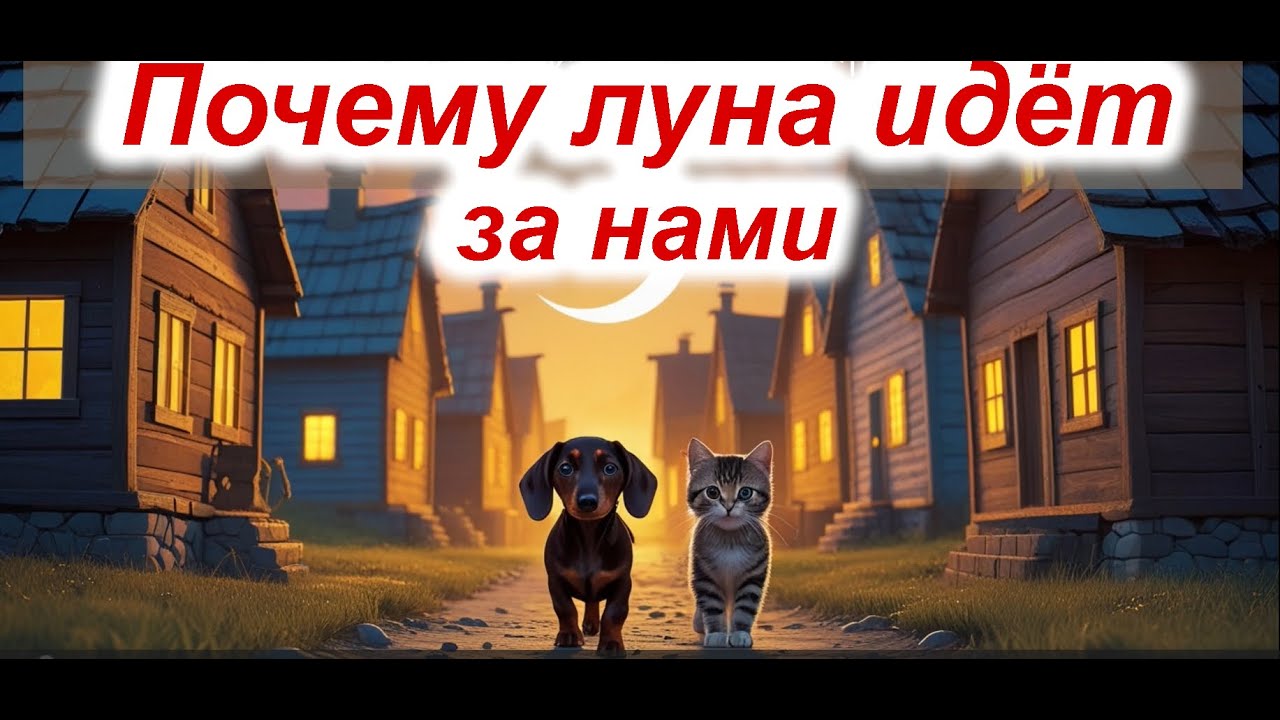 Почему луна идёт за нами? Кто расскажет об этом? Сказки про Дружка и Васечку - щенка и котёнка 