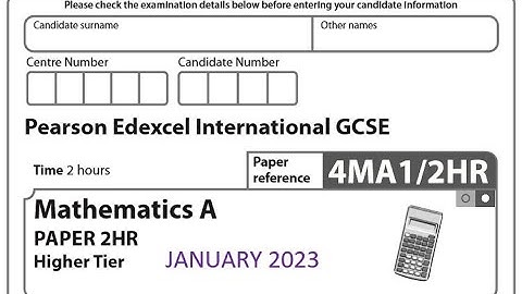 Edexcel IGCSE Math A 4ma1/2HR JAN 2023 SOLUTION PART 1/2