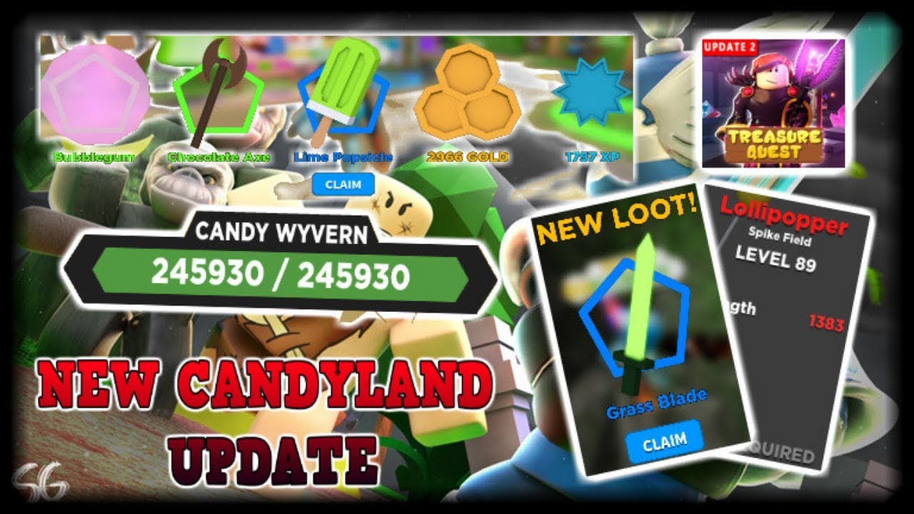 Candy Land Treasure Quest New Items Location Of Green Blade Op Codes More Roblox Youtube - defeating candy land in roblox treasure quest roblodex