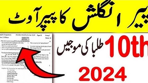 10th Class English Paper 2024 | 10th English Guess 2024