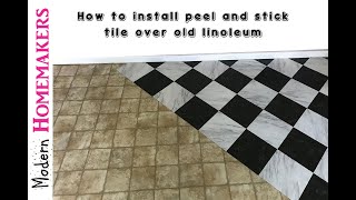 How to install peel and stick tile over linoleum
