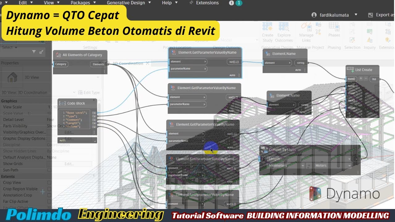 Tutorial Dynamo Revit: Hitung Volume Beton Otomatis & Akurat | BIM Indonesia