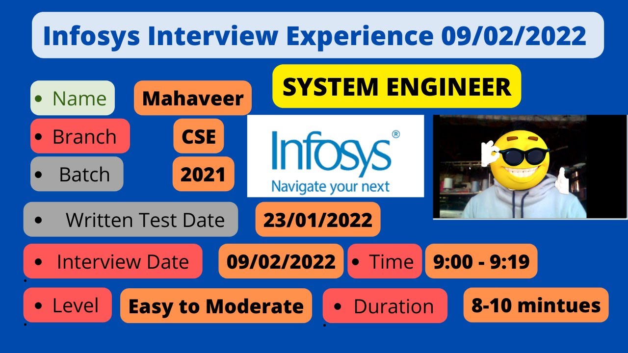 Infosys Interview Experience | 9 Feb 2022 | System engineer | Easy or ...
