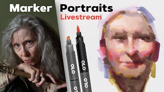Portrait Sketching with Markers Livestream