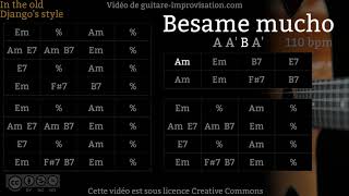 Video thumbnail of "Besame Mucho (110 bpm) - Gypsy jazz Backing track (Boléro) / Jazz manouche"