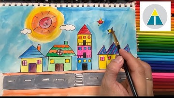 Vẽ ngôi nhà từ hình cơ bản | Chủ đê: Ngôi nhà của em   | Vẽ nhà | How to draw  house