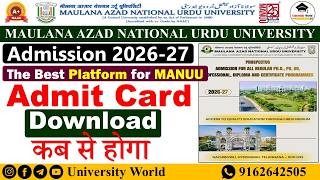 Manuu Admit Card Download Process 2026 | Diploma, B.Tech, D.El.Ed, B.Ed | @UniversityWorld
