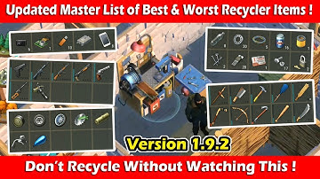 Updated Master List of Best & Worst Recycler Items (1.9.2)! Last Day On Earth Survival