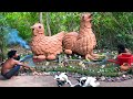 Building Mud Chicken House With Pond For Baby Duck And Chicken At The Forest