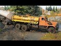 SnowRunner Mods  - Kraz 255 6x6 - Driving Offroad Transporting Trailer Fuel Tanker