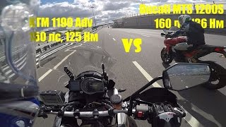 KTM 1190 Adventure против Ducati Multistrada 1200 S на полную катушку - вжариваем по ЧТК (top speed)