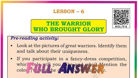 ||class 5 English|| lesson -6 The Warrior who brought glory ||#class5 #class5english 