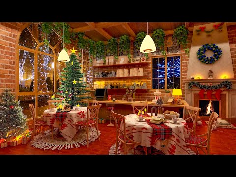 Christmas Jazz Instrumental Music 2024 🔥 Cozy Christmas Coffee Shop Ambience & Warm Fireplace Sounds