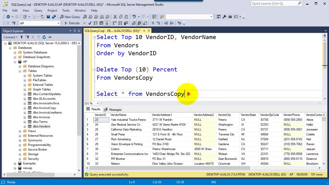 Chapter 10 - Insert, Update and Delete Data - Part III - Delete - YouTube