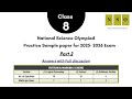 National Science Olympiad (NSO 2025-26) - Grade 8 Practice Paper (Part 2) Discussion