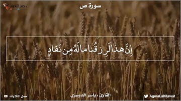 ﴿إن هذا لرزقنا ما له من نفاد﴾ [ص: ٥٤] | القارئ : #ياسر_الدوسري