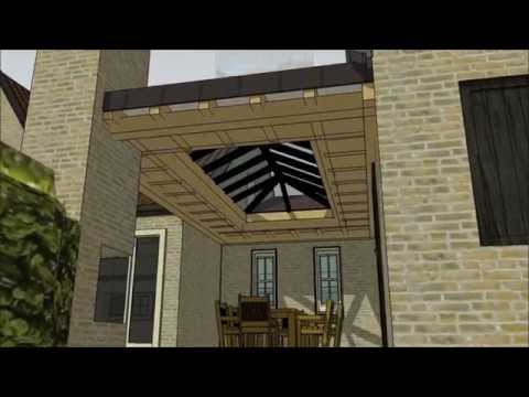 eiken veranda of terrasoverkapping met eiken gebint van Hemadowi