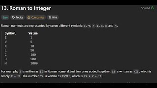 Roman to Integer | LeetCode DSA Solution Explained Step by Step in Hindi/English | Coding