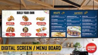Premium Tv Screens Menu Design For Restaurants || How to Make Digital Menu boards For Restaurants