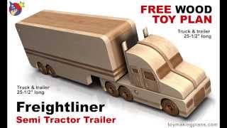 Download this free PDF full version of the Classic Freightliner Semi Truck full size toy plan and start building today!