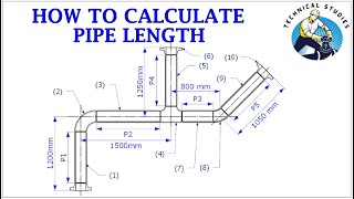 How to calculate the cut length of pipes in a drawing.