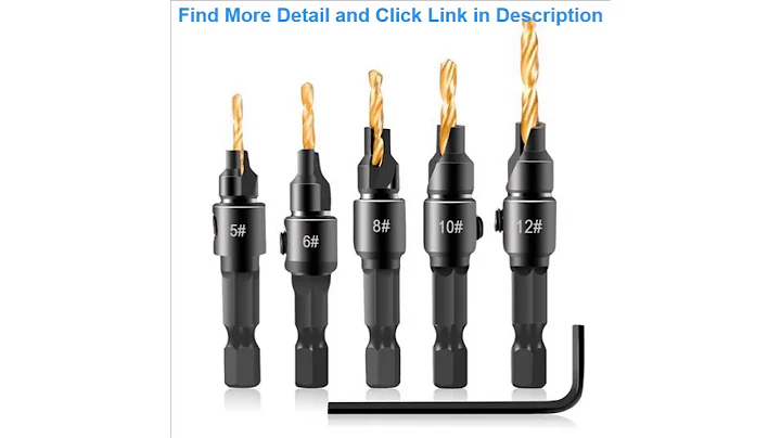 Review 5pcs Countersink Drill Woodworking Drill Bit Set Drilling Pilot Holes For Screw Sizes #5 #6