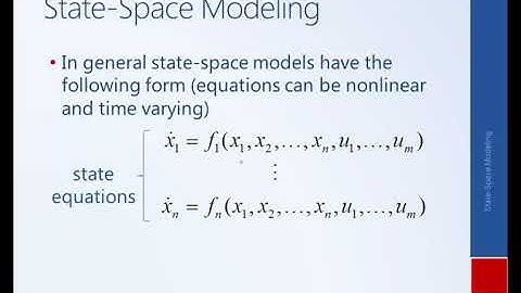 System Dynamics and Control Module 27a   Introduction to State Space Modeling