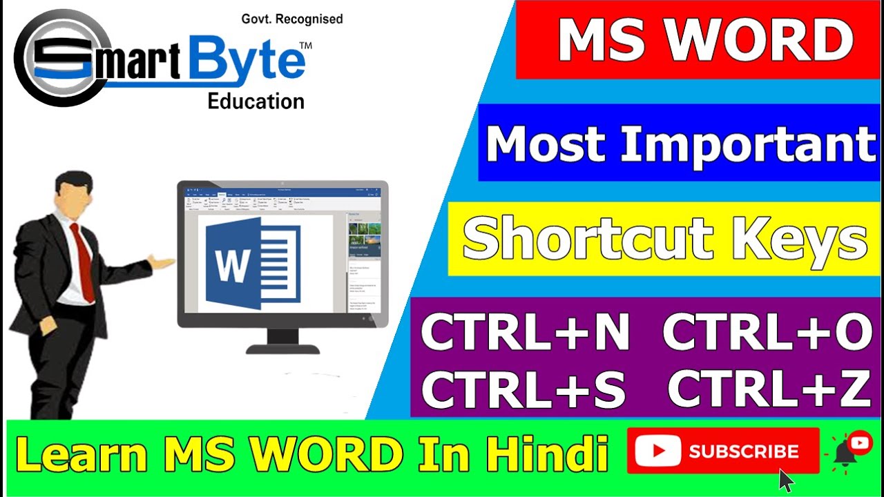 Most Important Shortcut Keys Of MS Word |By SmartByte Computers |