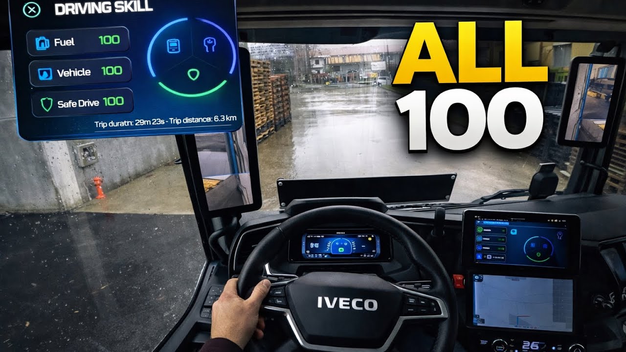 ALL 100 Driver Skill in Rain | IVECO S-WAY 500 2026 Digital Mirrors POV