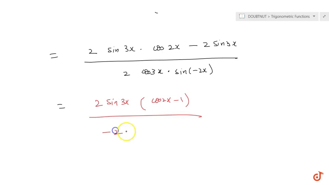 Prove that `(sin5x2sin3x+sinx)/(cos5xcosx)=tanx
