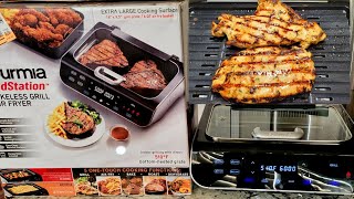 Gourmia FoodStation Smokeless Grill, Griddle, & Air Fryer with Integrated  Temperature Probe