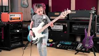 8 year old Bass player Covers Deep Purple   Perfect Strangers RMG Artist Ellen Alavedryan