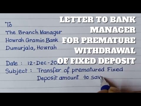 application letter for premature withdrawal of fixed deposit
