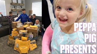 TODDLER WITH BROKEN ARM OPENS GET WELL GIFTS FROM AROUND THE WORLD | PEPPA PIG THEMED PRESENTS