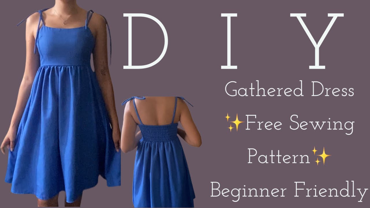 DIY Gathered Dress using a Free Sewing Pattern. Featuring: Faux ...