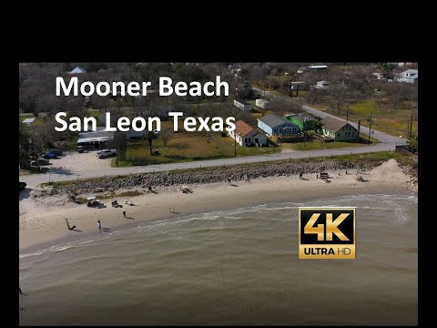Mooner Beach and San Leon Beach Pub San Leon Texas 4K Drone Video