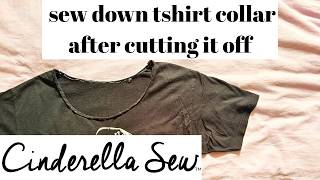 How to sew tshirt collar after cutting it off - Finish t-shirt neck after you cut it hand sewing DIY