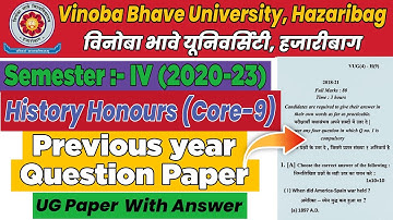 VBU UG Semester-4 History Honours Core-9 Previous year Question paper 2018-21 B.A. Sem.-4 History P.
