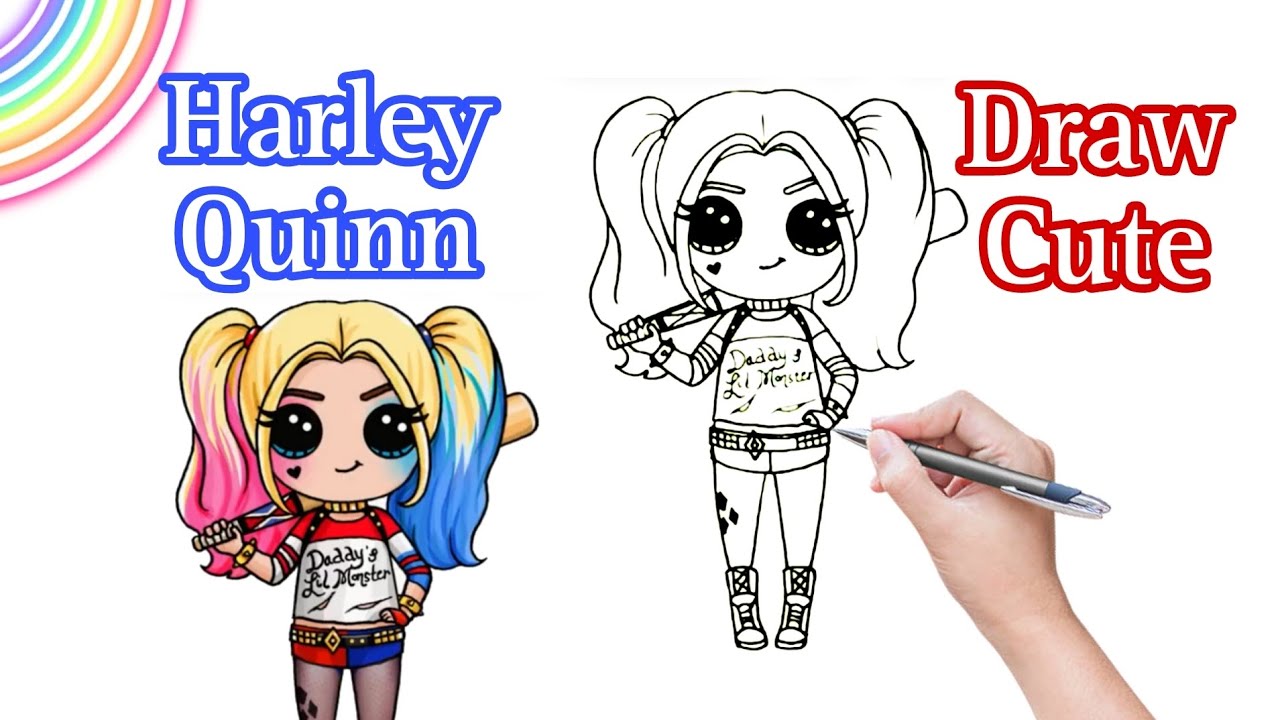 How To Draw A PRETTY HARLEY QUINn Clipart,To Draw step by step, DL cute