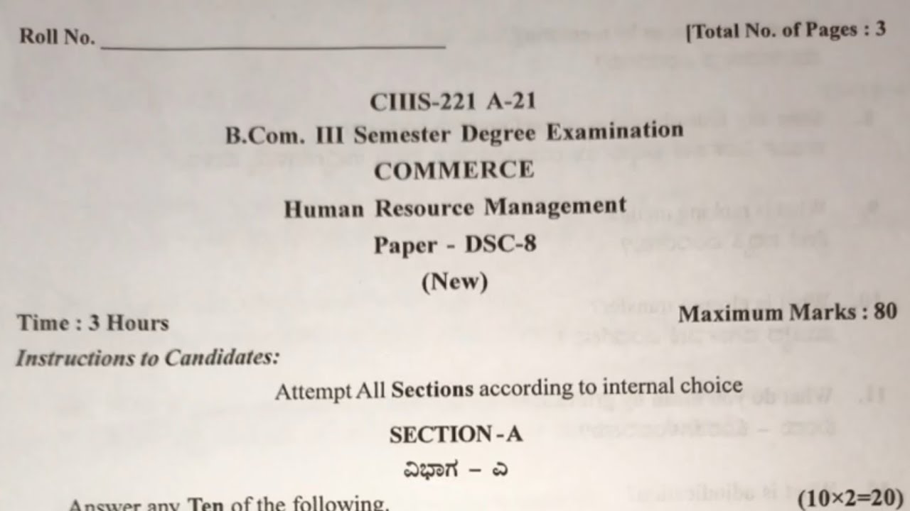 Human resource management HRM Bcom 3rd Sem Gulbarga University CBCS ...