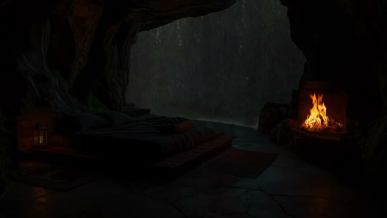 [ASMR] Relieve Stress & Insomnia with Soothing Cave Rain Sounds | Calm Night Ambience
