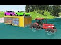 Clear Flatbed Trailer Tractor Double Speed Bumps Car Rescue - Cars vs Deep Water – BeamNG.Drive #66