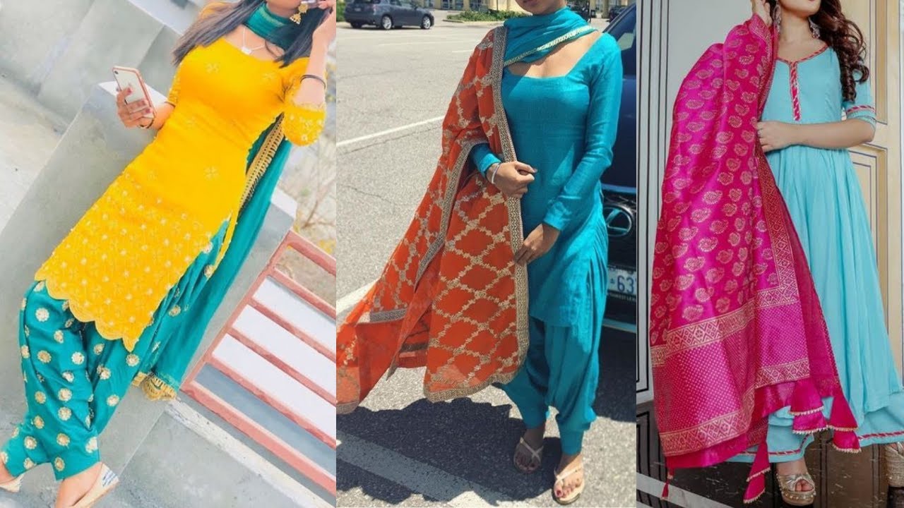 Sky Blue Colour Combination Punjabi Suit Designs/Sky Colour Contrast